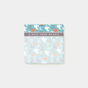 Fun Teal Doodle Halloween Pattern Post-it Notes