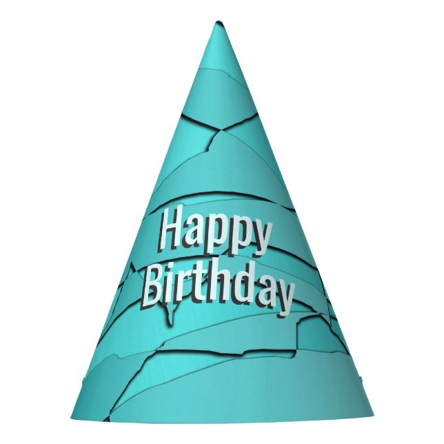 Fun Teal Happy Birthday Party Hat (Front)