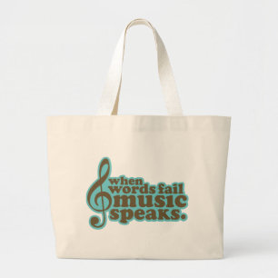 Fun Teal Music Speaks Musician Gift Large Tote Bag
