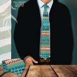 Fun Teal Orange Cats Pattern  Tie<br><div class="desc">Check out this beautiful,  modern neck tie made with teal and orange colour with a mix of patterns and cat silhouettes.  It goes well with yellow,  black,  and other colours. It would make a great gift for him,  husband,  brother,  uncle.</div>