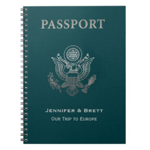 Fun Teal Passport Custom Notebook
