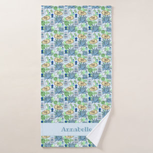 Fun Tequila Shots and Blue Agave Patterned Bath Towel