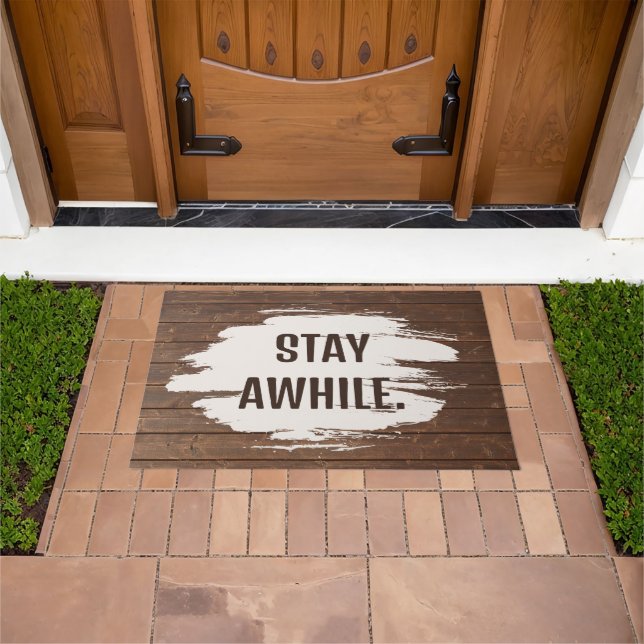 Fun Text On Oak Wood Background Doormat (Outdoor)