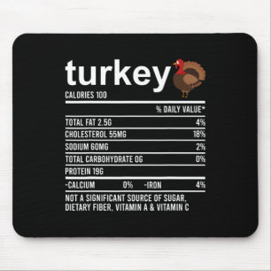 Fun Thanksgiving Food Apparel Turkey Nutrition Fac Mouse Pad