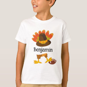 Fun Thanksgiving Football Turkey   T-Shirt