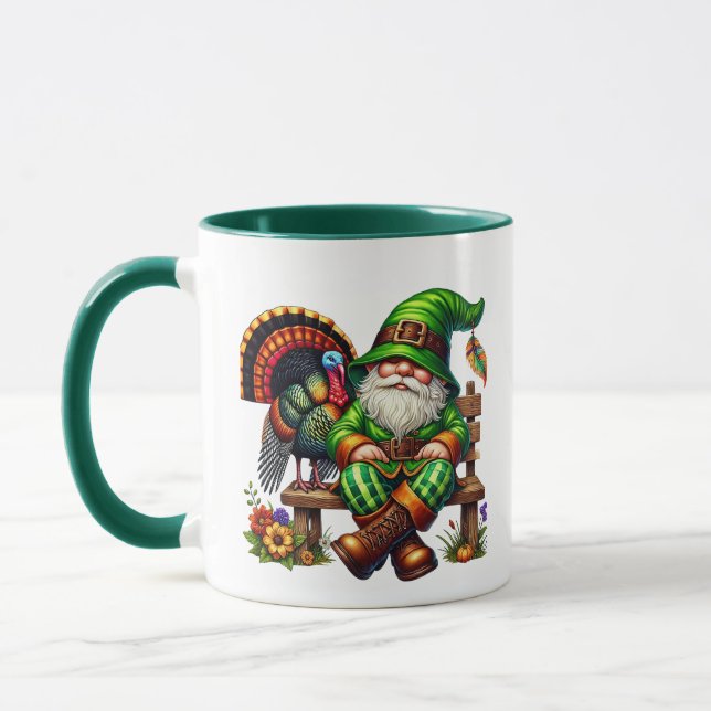 Fun Thanksgiving gnome Holiday add monogram Mug (Left)