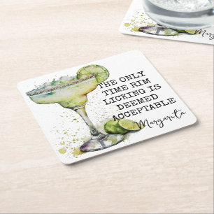 Fun The Only Time Rim Licking is Deemed Acceptable Square Paper Coaster