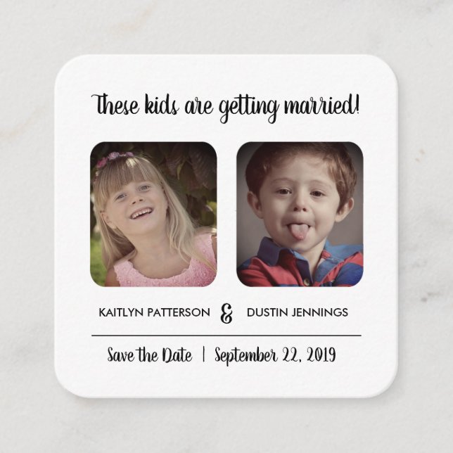 Fun "These Kids" Photo Save The Date Enclosure Card (Front)