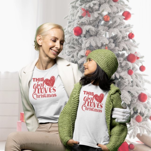 Fun This Girl Loves Christmas Heart Red Text  T-Shirt (Creator Uploaded)