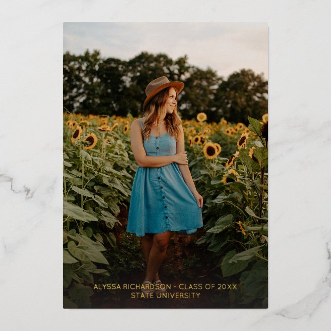 Fun Three Photo Foil Graduate Announcement (Front)