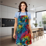 Fun Tie Dye Pattern Monogram Colourful Apron<br><div class="desc">This design may be personalised by choosing the customise option to add text or make other changes. If this product has the option to transfer the design to another item, please make sure to adjust the design to fit if needed. Contact me at colorflowcreations@gmail.com if you wish to have this...</div>