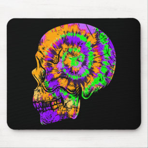 Fun Tie Dye Skull Festive Halloween Green Purple Mouse Pad