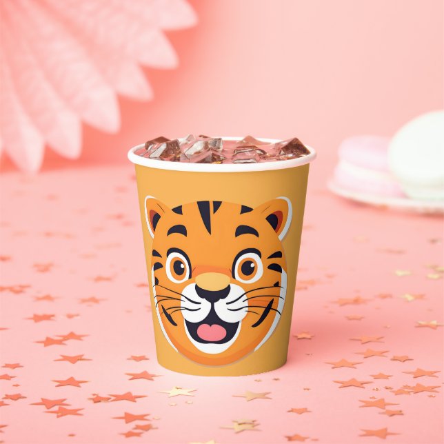 Fun tiger Face safari Wild jungle Birthday Party c Paper Cups (Insitu)