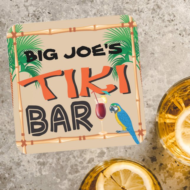 Fun Tiki Bar with custom name Coaster (Creator Uploaded)