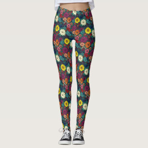 Fun tiled abstract floral based on daisy petals leggings