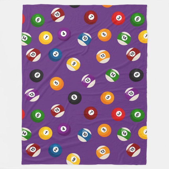 Fun tiled Billard sports pattern fleece blanket (Front)