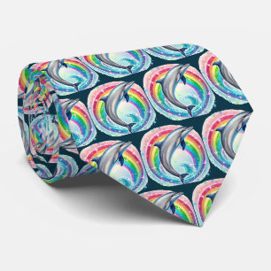 Fun tiled dolphin pattern tie
