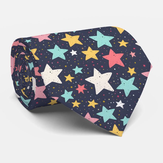 Fun tiled star pattern  tie (Rolled)