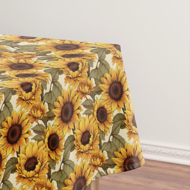 Fun tiled sunflower pattern Wedding Tablecloth (In Situ)
