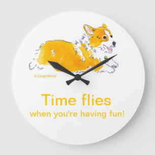 Fun Time Flies Corgi Clock