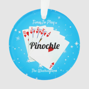 Fun Time to Play Pinochle Blue Ornament