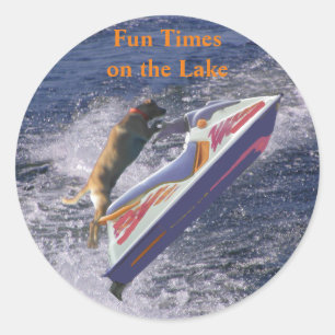 Fun Times on the Lake Cool Lab Classic Round Sticker