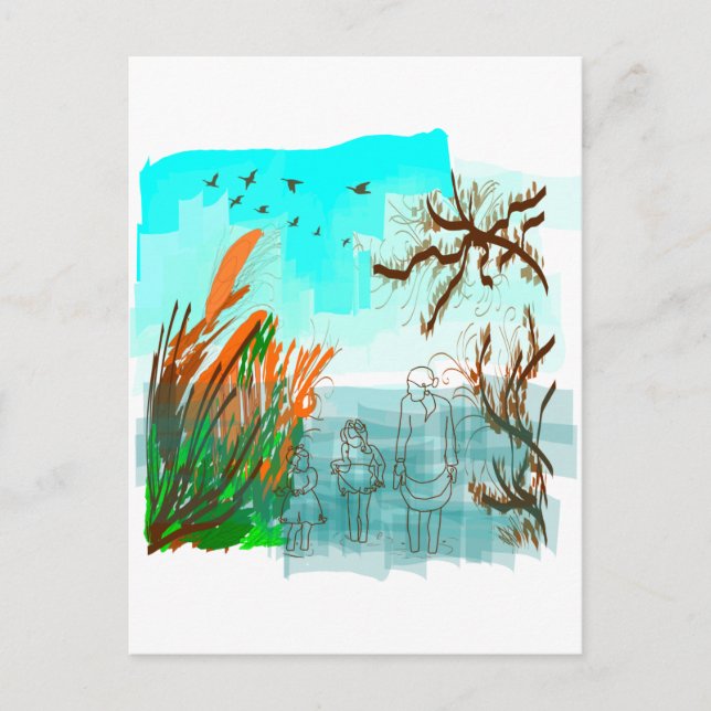 Fun Times With Grandma Contemporary Outdoor View Postcard (Front)