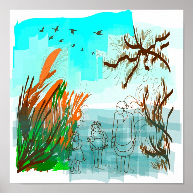 Fun Times With Grandma Contemporary Outdoor View Poster (Front)