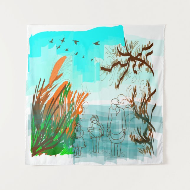 Fun Times With Grandma Contemporary Outdoor View Tapestry (Front)