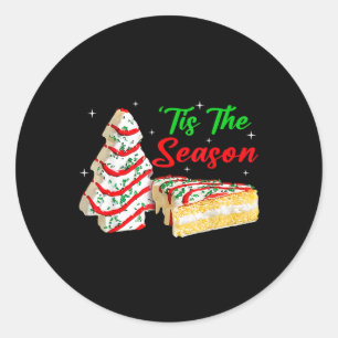Fun Tis The Season Christmas Tree Cakes Debbie Classic Round Sticker