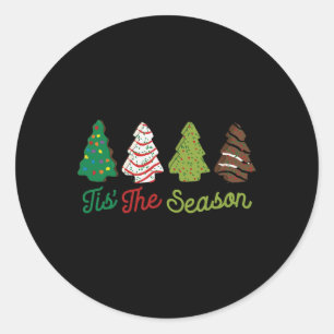 Fun Tis The Season Christmas Tree Cakes Debbie Xma Classic Round Sticker
