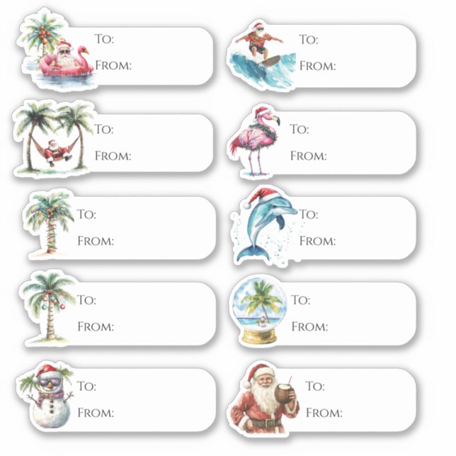 Fun To and From Beach Christmas Gift Tag (Front)