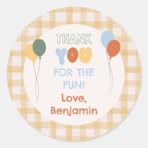 Fun to be One Birthday Favour Sticker Colourful