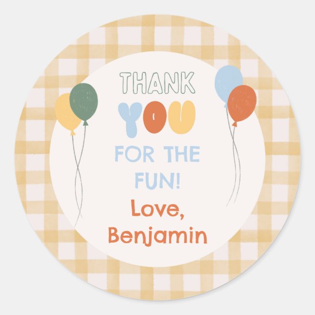 Fun to be One Birthday Favour Sticker Colourful (Front)