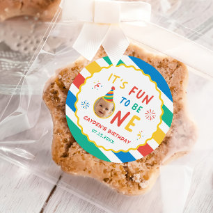 Fun To Be One Boy Colourful 1st Birthday Classic Round Sticker