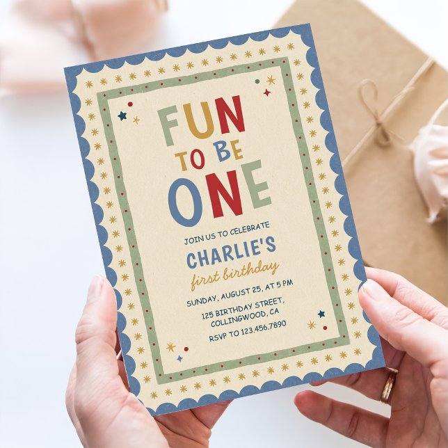 Fun to Be One Colourful 1st Birthday Invitation (Creator Uploaded)
