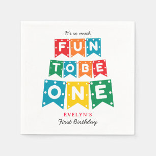 Fun To Be One Colourful 1st Birthday Napkin