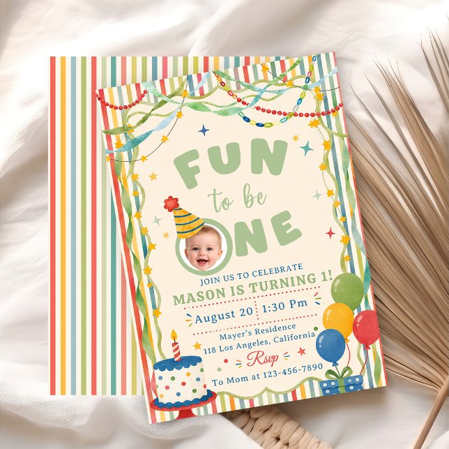 Fun To Be One Colourful Birthday  Invitation (Creator Uploaded)