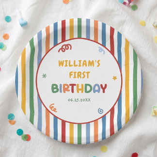 Fun To Be One Colourful Birthday Paper Plates
