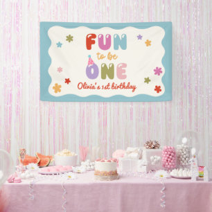 Fun to Be One Daisy Colorful 1st Birthday Banner