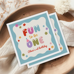 Fun to Be One Daisy Colorful 1st Birthday Napkin