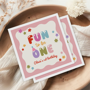 Fun to Be One Daisy Colourful 1st Birthday Napkin