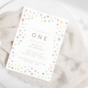 Fun to be One Playful Colours Birthday Invitation
