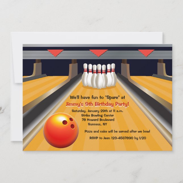 Fun To Spare Bowling Invitation (Front)