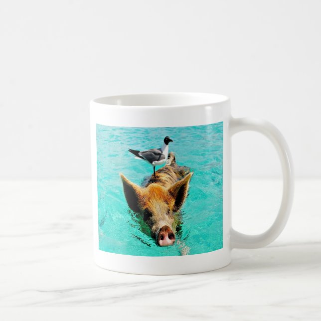 Fun together  staniel cay swimming pig seagull fis coffee mug (Right)