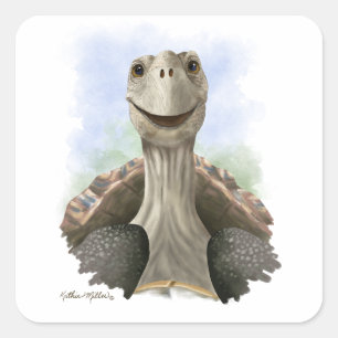 Fun Tortoise Cartoon Square Sticker