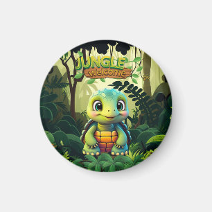 Fun Tortoise Jungle Welcome Box Turtle Wildlife Magnet