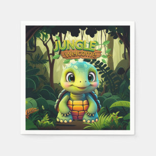 Fun Tortoise Jungle Welcome Box Turtle Wildlife Napkin