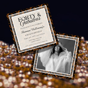 Fun Tortoise Shell Birthday Forty and Fabulous Invitation