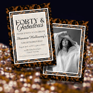Fun Tortoise Shell Birthday Forty and Fabulous Invitation